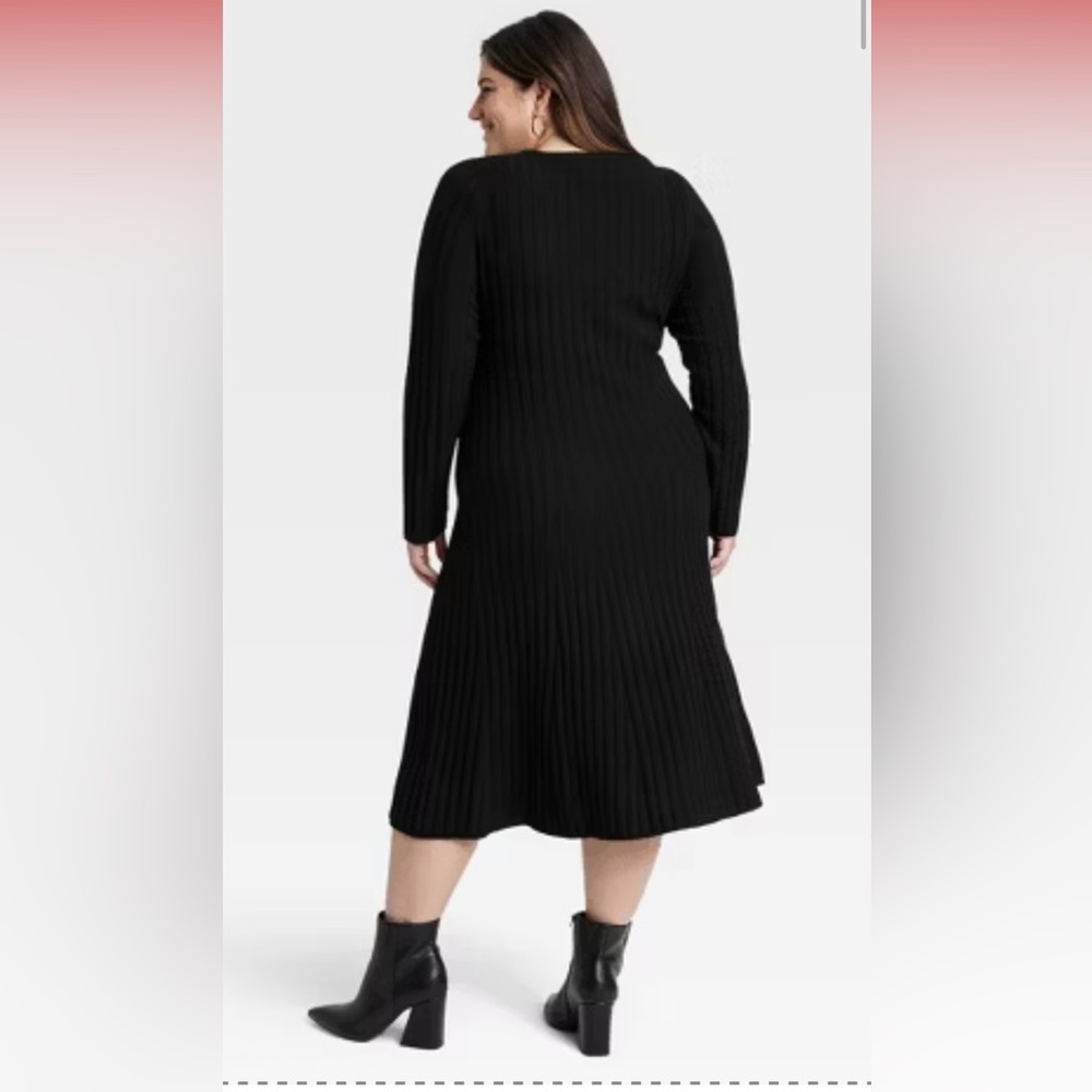 New W Tag Women's Long Sleeve Midi Ribbed Sweater Dress - A New Day™ - Picture 4 of 7